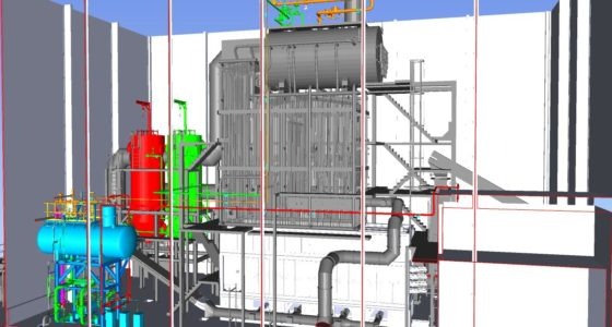 chaufferie vapeur biomasse industrie maquette 3D