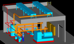 maquette 3D installation chaufferie industrielle