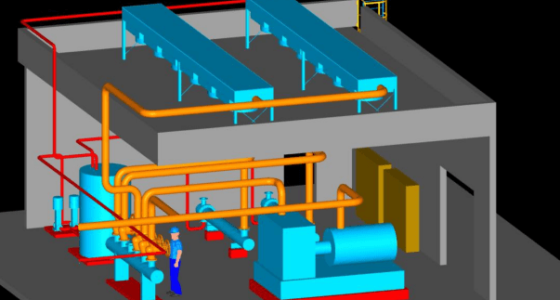 maquette 3D installation chaufferie industrielle